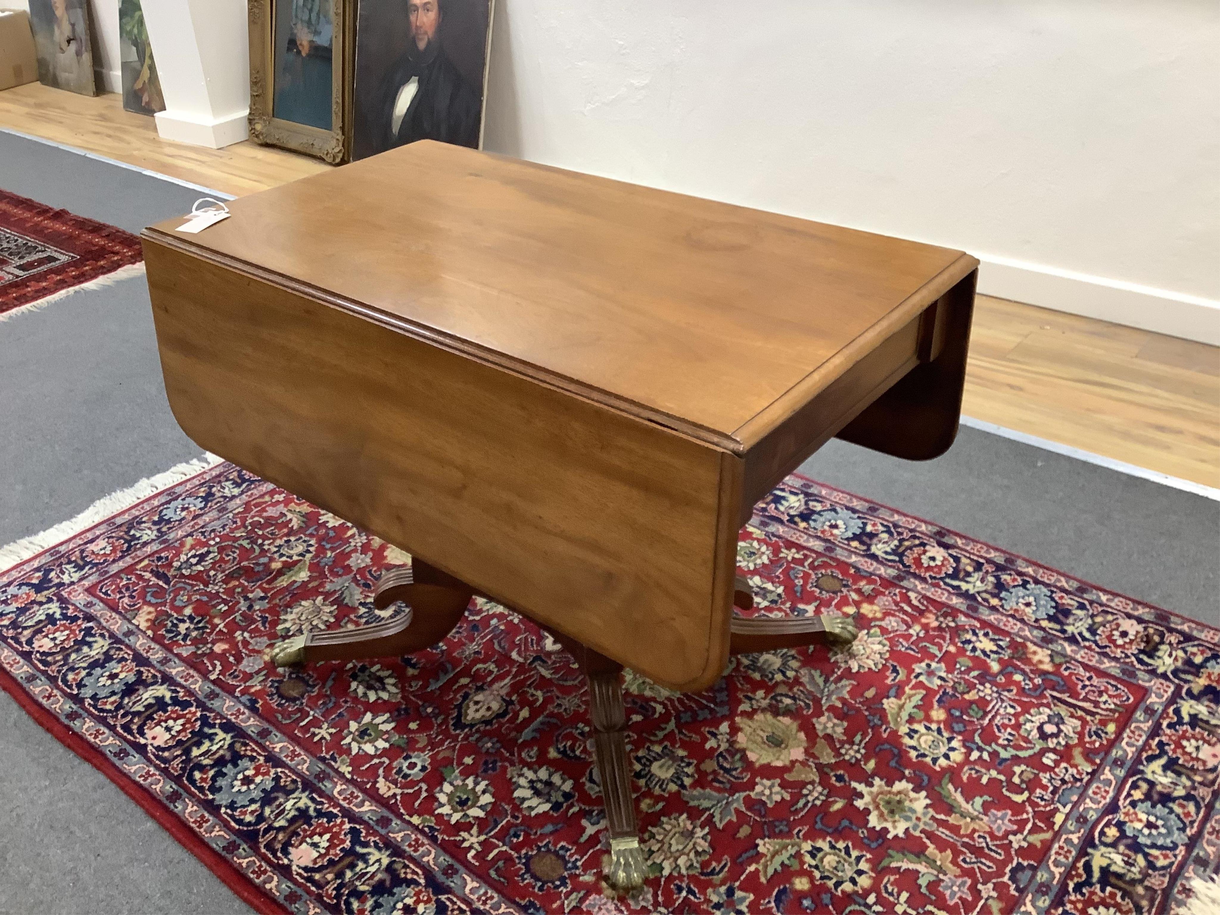 A Regency mahogany Pembroke breakfast table, width 109cm extended, depth 94cm, height 69cm. Condition - fair to good.